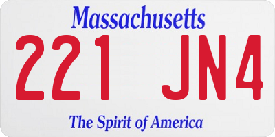 MA license plate 221JN4