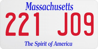 MA license plate 221JO9