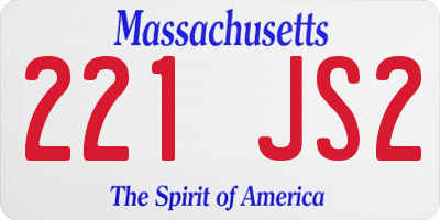 MA license plate 221JS2