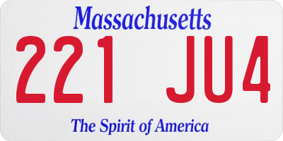 MA license plate 221JU4