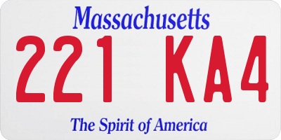 MA license plate 221KA4