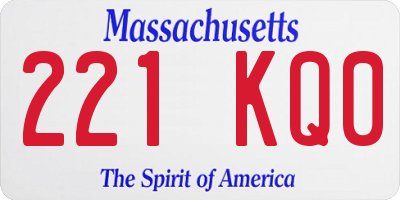 MA license plate 221KQ0