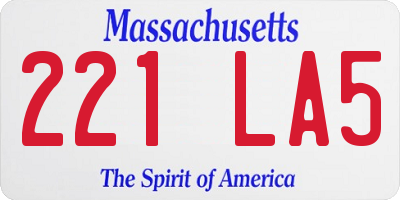 MA license plate 221LA5