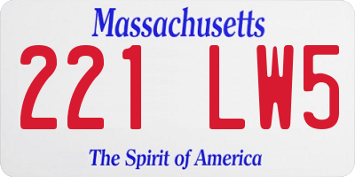 MA license plate 221LW5