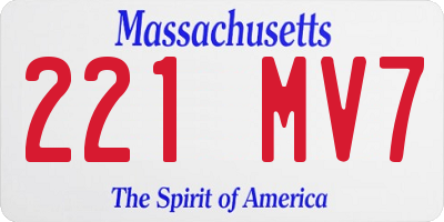 MA license plate 221MV7