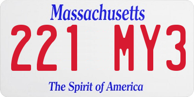 MA license plate 221MY3