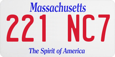 MA license plate 221NC7