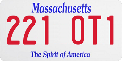 MA license plate 221OT1