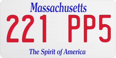 MA license plate 221PP5