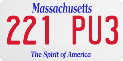 MA license plate 221PU3