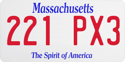 MA license plate 221PX3