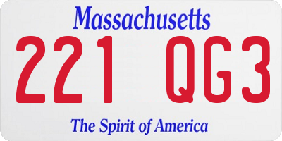MA license plate 221QG3