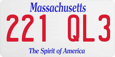MA license plate 221QL3