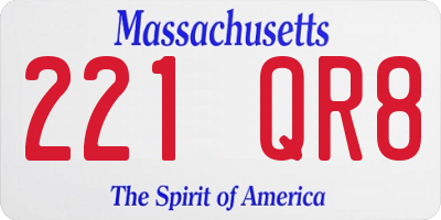MA license plate 221QR8