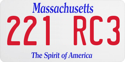 MA license plate 221RC3
