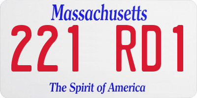 MA license plate 221RD1