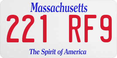 MA license plate 221RF9