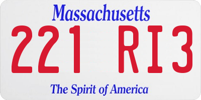 MA license plate 221RI3