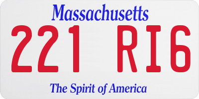 MA license plate 221RI6