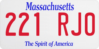 MA license plate 221RJ0
