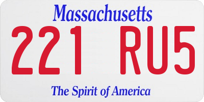 MA license plate 221RU5