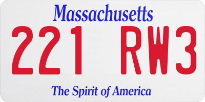 MA license plate 221RW3