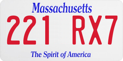 MA license plate 221RX7