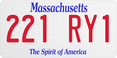 MA license plate 221RY1