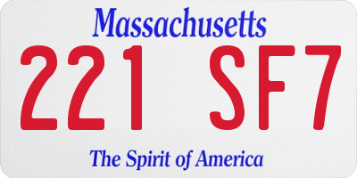MA license plate 221SF7