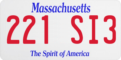 MA license plate 221SI3