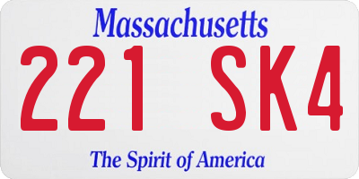 MA license plate 221SK4