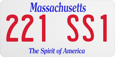 MA license plate 221SS1