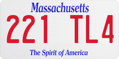 MA license plate 221TL4
