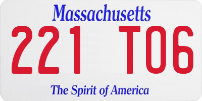 MA license plate 221TO6