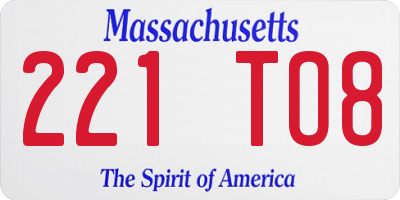 MA license plate 221TO8