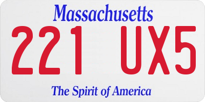 MA license plate 221UX5