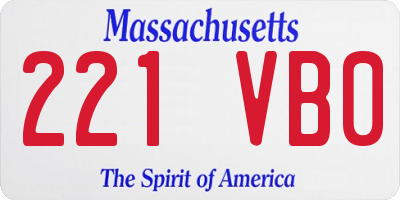 MA license plate 221VB0