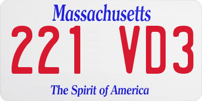 MA license plate 221VD3