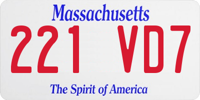 MA license plate 221VD7