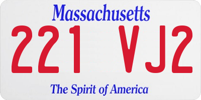 MA license plate 221VJ2