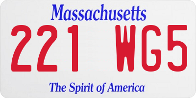 MA license plate 221WG5