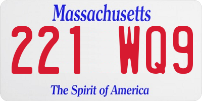 MA license plate 221WQ9