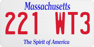 MA license plate 221WT3