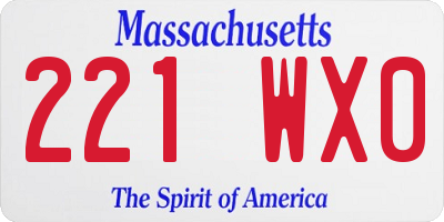 MA license plate 221WX0