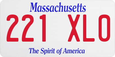 MA license plate 221XL0