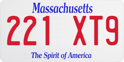 MA license plate 221XT9