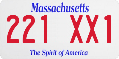 MA license plate 221XX1