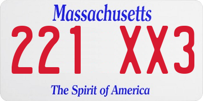 MA license plate 221XX3