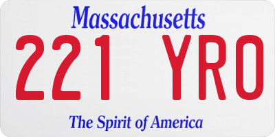MA license plate 221YR0