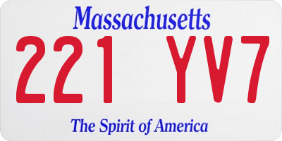 MA license plate 221YV7